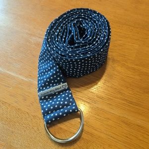 Yoga strap - blue & white polka dot fabric yoga strap with D-ring - Love My Mat